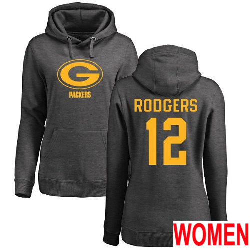 Green Bay Packers Ash Women #12 Rodgers Aaron One Color Nike NFL Pullover Hoodie Sweatshirts->nfl t-shirts->Sports Accessory